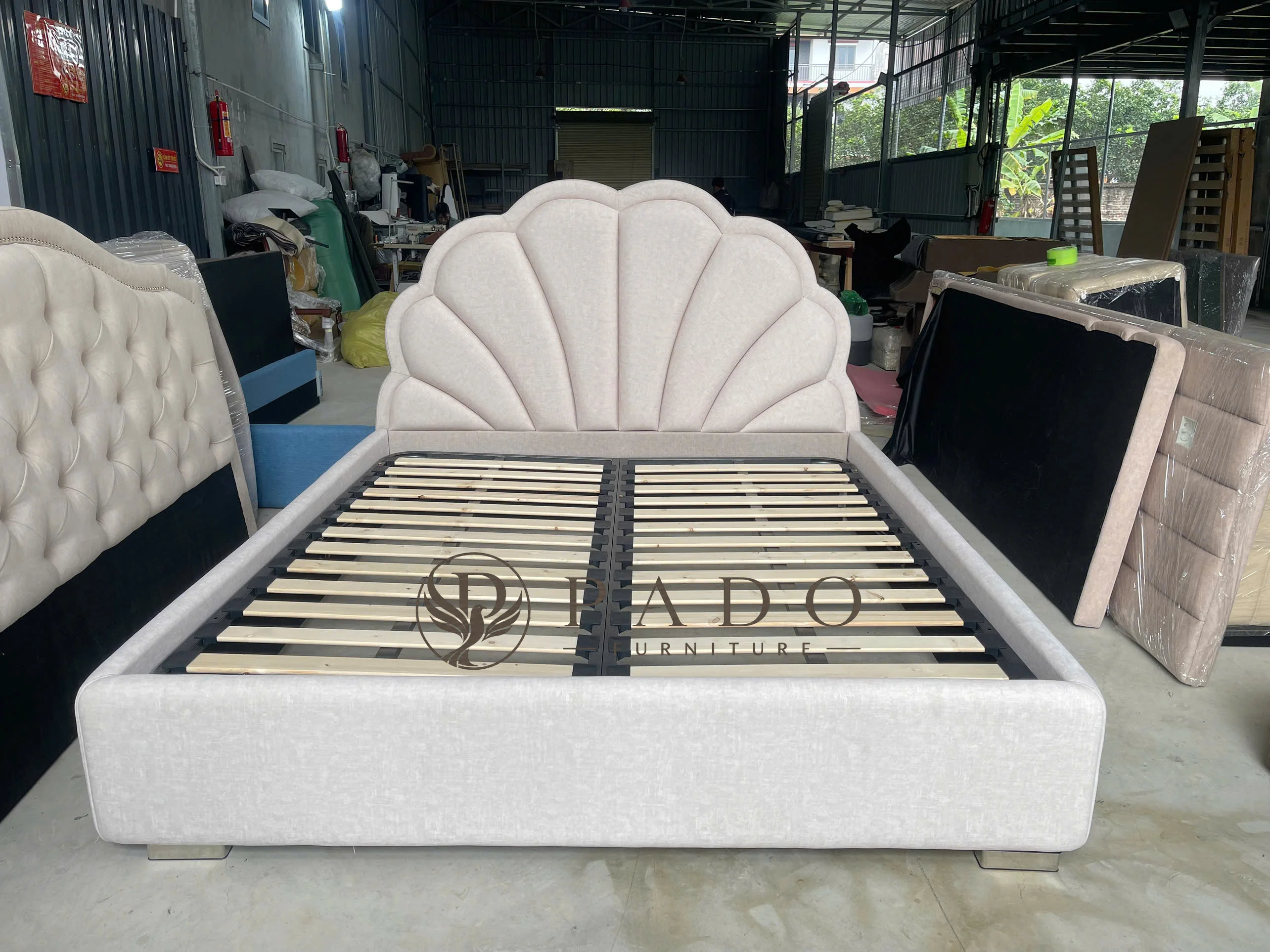 Giường bọc vải đầu vỏ sò PD-23 - ảnh sản phẩm